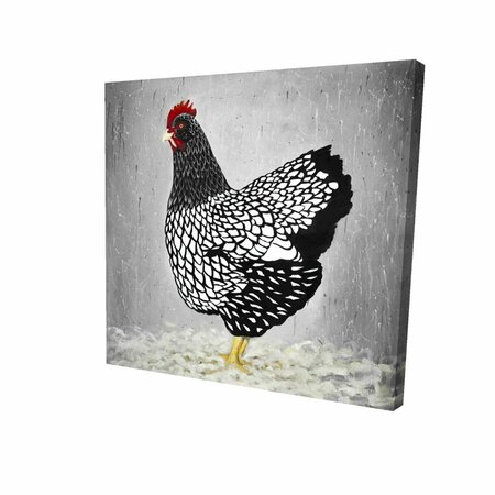 FONDO 16 x 16 in. Black & White Wyandotte Hen-Print on Canvas FO2792572